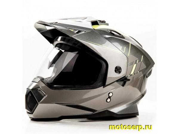Купить  Шлем Кросс HIZER J6802 (мотард) (S) gray/lemon 1350гр.  (шт) (ML 13537 купить с доставкой по Москве и России, цена, технические характеристики, комплектация фото  - motoserp.ru
