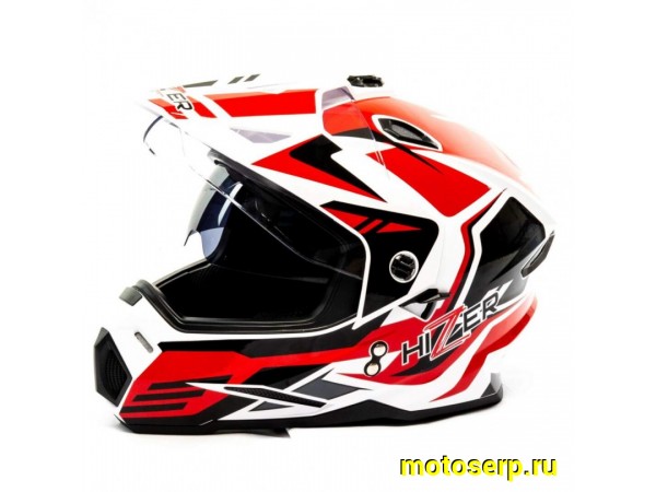 Купить  Шлем Кросс HIZER J6802 (мотард) (M) white/red 1350гр.  (шт) (ML 14739 купить с доставкой по Москве и России, цена, технические характеристики, комплектация фото  - motoserp.ru