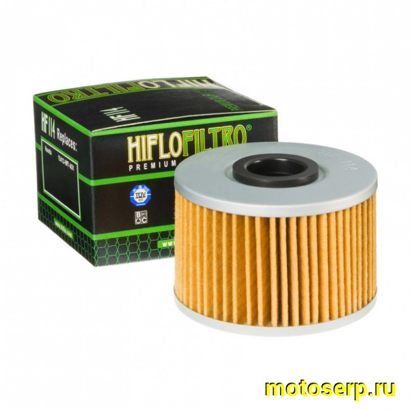 Купить  Масл. фильтр HI FLO HF114 (шт) (0 купить с доставкой по Москве и России, цена, технические характеристики, комплектация фото  - motoserp.ru