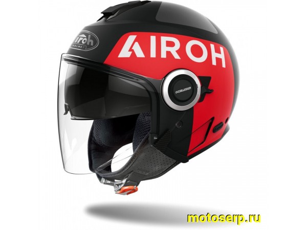 Купить  Шлем открытый  со стеклом AIROH HELIOS UP Black MATT (L) (шт) (AIROH HEUP купить с доставкой по Москве и России, цена, технические характеристики, комплектация фото  - motoserp.ru