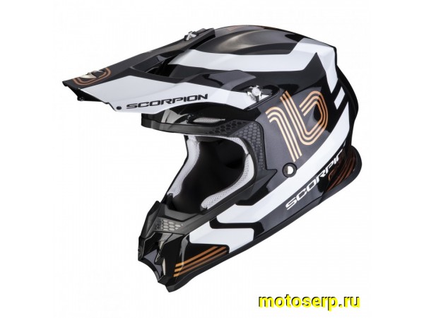 Купить  Шлем Кросс SCORPION VX-16 EVO AIR TUB, цвет черный/золотистый (XL) (шт) (DB купить с доставкой по Москве и России, цена, технические характеристики, комплектация фото  - motoserp.ru