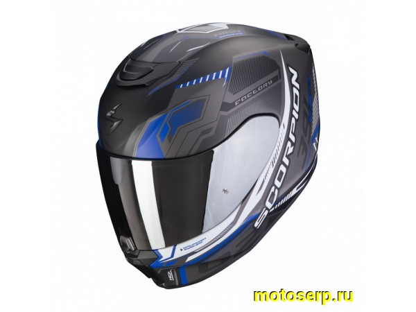 Купить  Шлем закрытый интеграл SCORPION EXO-391 HAUT, цвет черный матовы/серебристый/синий (L) (шт) (DB купить с доставкой по Москве и России, цена, технические характеристики, комплектация фото  - motoserp.ru