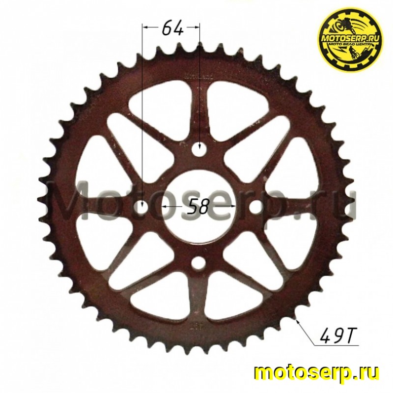 Купить  Звезда ведомая голая (венец) (520-49) (520-49T D-58mm, 4x64mm) KAYO T2 (шт) (ML 9472 купить с доставкой по Москве и России, цена, технические характеристики, комплектация фото  - motoserp.ru