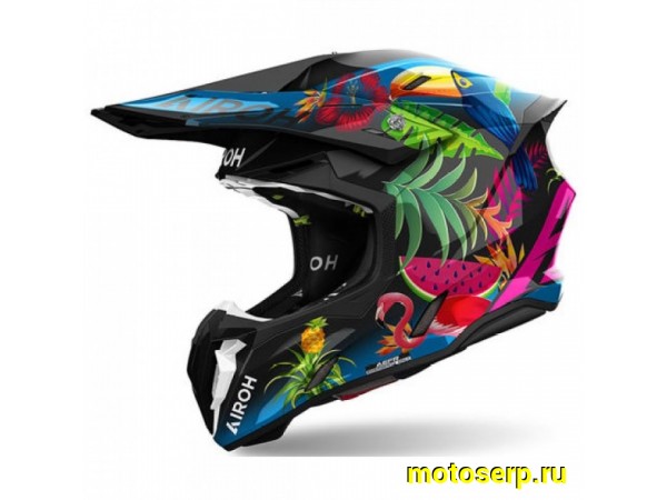 Купить  Шлем Кросс AIROH TWIST 3.0 AMAZONIA GLOSSY (L) (шт) (AIM TW3TAM35-L купить с доставкой по Москве и России, цена, технические характеристики, комплектация фото  - motoserp.ru