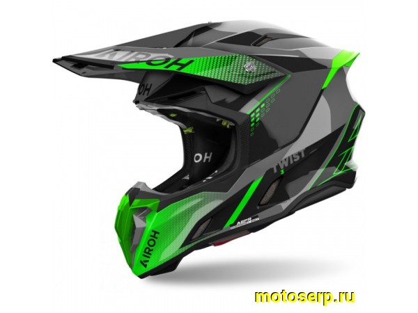 Купить  Шлем Кросс AIROH TWIST 3.0 SHARD GREEN GLOSSY (XL) (шт) (AIM TW3S33-XL купить с доставкой по Москве и России, цена, технические характеристики, комплектация фото  - motoserp.ru