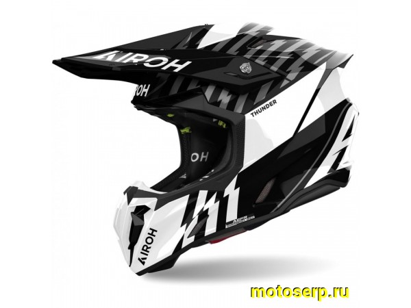 Купить  Шлем Кросс AIROH TWIST 3.0 THUNDER Black/White GLOSS (M) (шт) (AIM TW3T17-M купить с доставкой по Москве и России, цена, технические характеристики, комплектация фото  - motoserp.ru