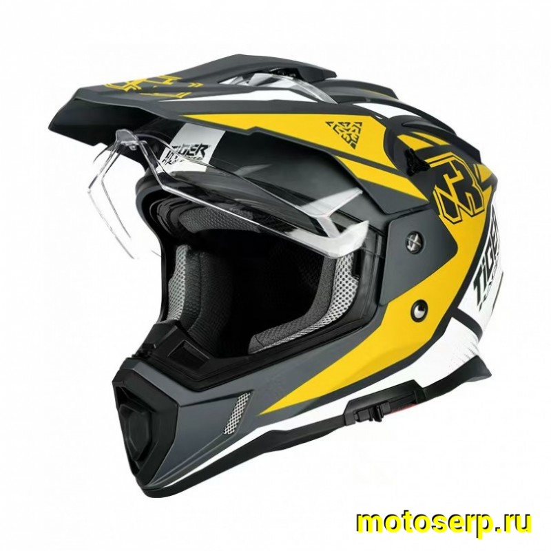 Купить  Шлем Кросс KIOSHI TR (мотард) черный/белый/желтый  р-р XXL  1390гр (шт)  (Regul 100100-5 купить с доставкой по Москве и России, цена, технические характеристики, комплектация фото  - motoserp.ru