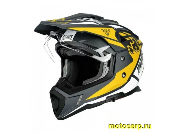 Купить  Шлем Кросс KIOSHI TR (мотард) черный/белый/желтый  р-р M  1390гр (шт)  (Regul 100100-2 купить с доставкой по Москве и России, цена, технические характеристики, комплектация фото  - motoserp.ru