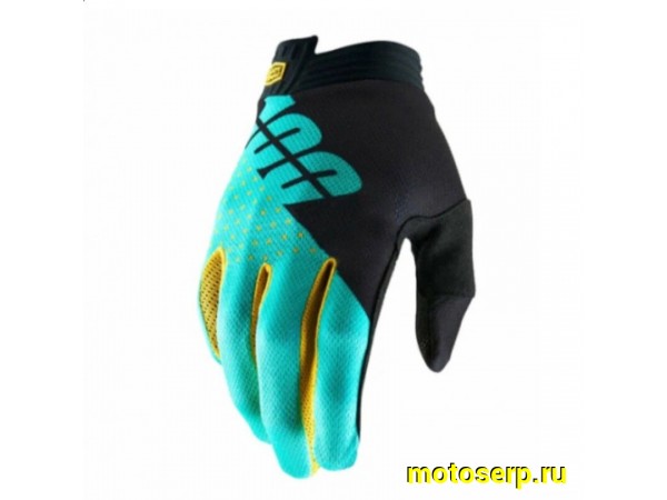 Купить  Перчатки 100% Ridefit Glove Fluo черный/бирюзовый (XXL) (реплика) (пар) (Кокурин купить с доставкой по Москве и России, цена, технические характеристики, комплектация фото  - motoserp.ru
