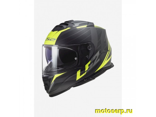 Купить  Шлем закрытый LS2 FF800 STORM NERVE Matt Black Yellow (XXL) интеграл (шт) (LS2 купить с доставкой по Москве и России, цена, технические характеристики, комплектация фото  - motoserp.ru