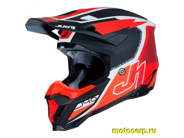 Купить  Шлем Кросс JUST1 J40 FLASH красный/белый матовый (XXL) (SM 880-5634 купить с доставкой по Москве и России, цена, технические характеристики, комплектация фото  - motoserp.ru