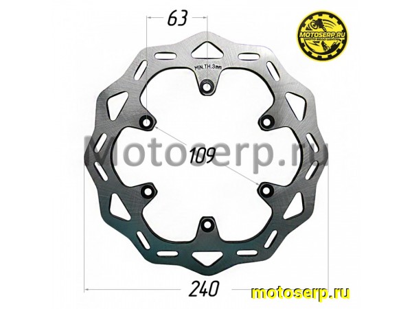 Купить  Диск тормозной задний (240x109) (отв:6x63) Regulmoto Aqua, Dyna, Legend 300, Holeshot, Crosstrec (шт) (Regul 103496 купить с доставкой по Москве и России, цена, технические характеристики, комплектация фото  - motoserp.ru