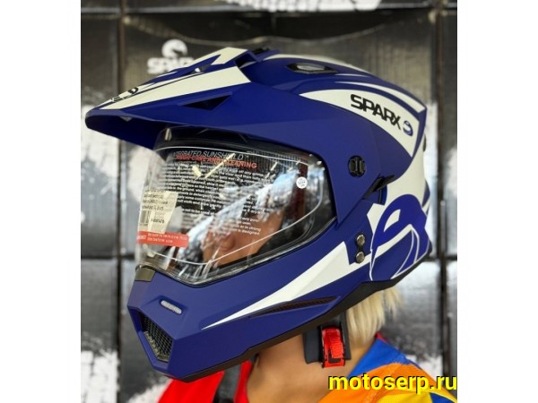 Купить  Шлем Кросс SPARX dual sport (мотард) Matador (JK802) синий матовый р-р XL (шт) (CK купить с доставкой по Москве и России, цена, технические характеристики, комплектация фото  - motoserp.ru