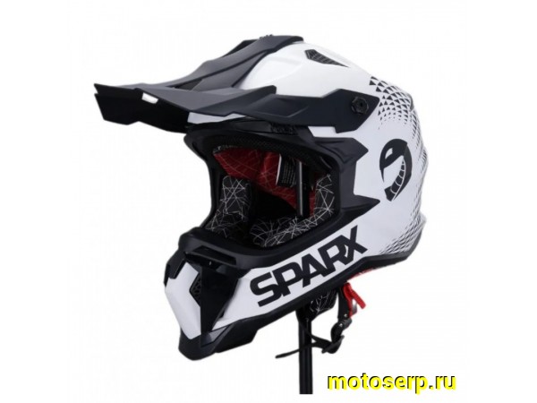 Купить  Шлем Кросс SPARX Raptor (JH-601) белый/черный  р-р L (шт) (CK купить с доставкой по Москве и России, цена, технические характеристики, комплектация фото  - motoserp.ru