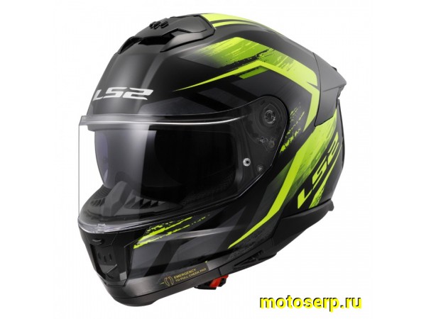 Купить  Шлем закрытый LS2 FF808 STREAM 2 FURY black Hi-Vis Yellow (M) интеграл (шт) (LS2 купить с доставкой по Москве и России, цена, технические характеристики, комплектация фото  - motoserp.ru