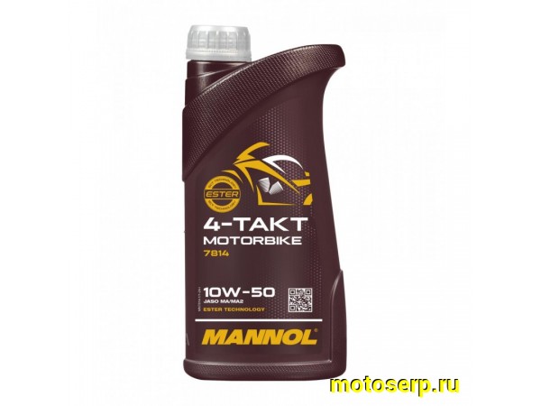 Купить  Масло MANNOL MOTORBIKE 7814 10W50 (синтет.) 1л  (шт) (MANNOL 7814 купить с доставкой по Москве и России, цена, технические характеристики, комплектация фото  - motoserp.ru