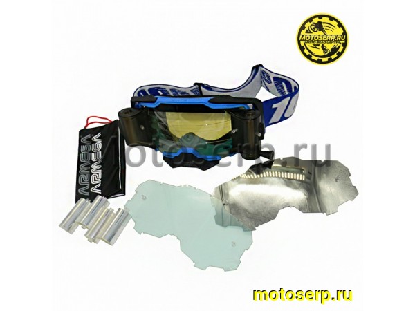 Купить  Очки мото Кросс 100% MX ARMEGA Blue с перемоткой (4 бабины в комплекте) (реплика) (шт) (Кокурин купить с доставкой по Москве и России, цена, технические характеристики, комплектация фото  - motoserp.ru