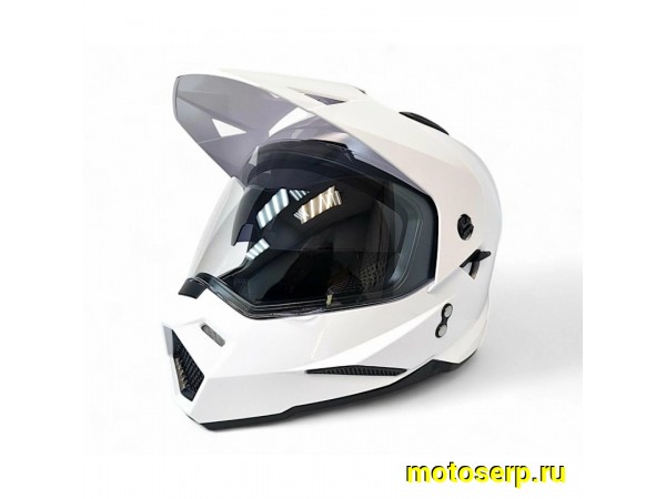 Купить  Шлем Кросс AIM JK802S (мотард) White Glossy (белый глянцевый) (XXL) (шт) (AIM 802-007-XXL купить с доставкой по Москве и России, цена, технические характеристики, комплектация фото  - motoserp.ru
