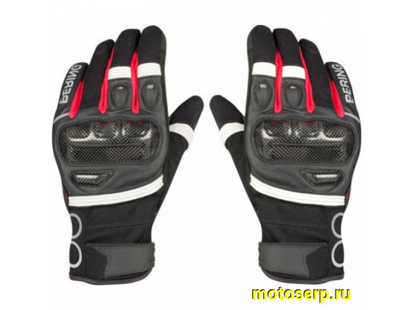 Купить  Перчатки (кожа) Bering Raid Black/White/Red T8 (S) (пар) (BGE721-T8 купить с доставкой по Москве и России, цена, технические характеристики, комплектация фото  - motoserp.ru