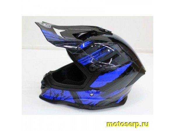 Купить  Шлем Кросс MOTAX HF-800 Glossy Black/Blue (G5) (M) (шт) (MOTAX купить с доставкой по Москве и России, цена, технические характеристики, комплектация фото  - motoserp.ru